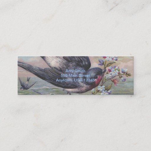 Customizable Vintage Barn Swallow and Flowers Business Card Templates