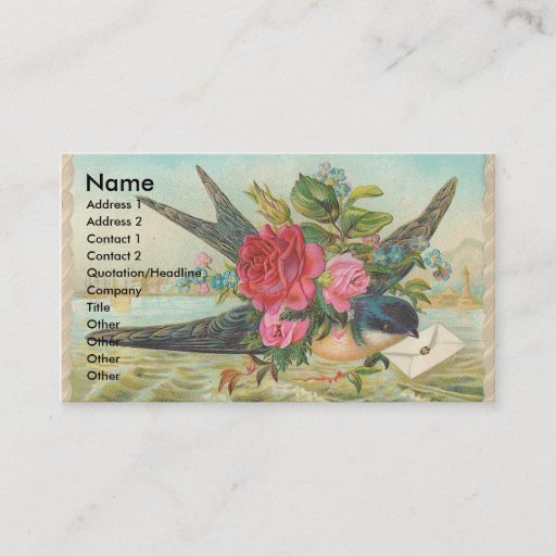 Customizable Vintage Barn Swallow Delivers An Envelope Business Cards