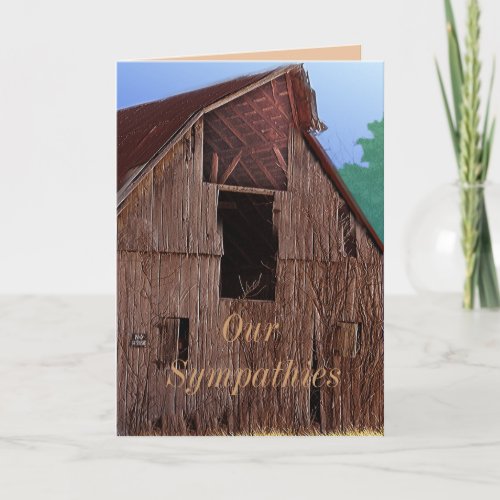 Vintage Barn Sympathy Card or any occasion