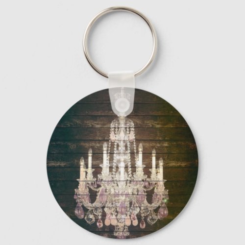 Vintage Barn Wood Chandelier Wedding favor Keychain