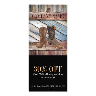 vintage barn wood cowboy boots western fashion rack card