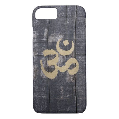 Vintage Barn Wood Gold Om Sign Yoga iPhone 87 Case