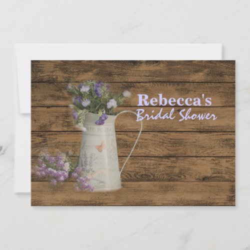 vintage barn wood lavender wedding bridal shower invitation