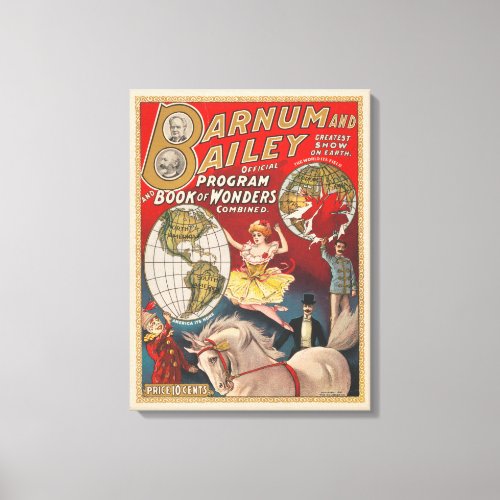 Vintage Barnum And Bailey Program Cover Canvas Print