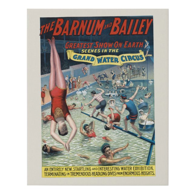 Vintage Barnum & Bailey Circus Poster Faux Canvas Print (Front)
