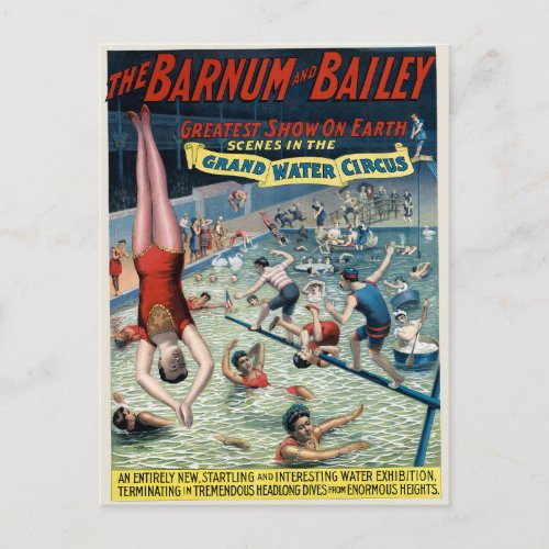 Vintage Barnum  Bailey Circus Poster Postcard