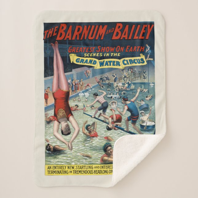 Vintage Barnum & Bailey Circus Poster Sherpa Blanket (Front)