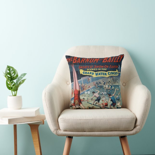 Vintage Barnum & Bailey Circus Poster Throw Pillow (Chair)