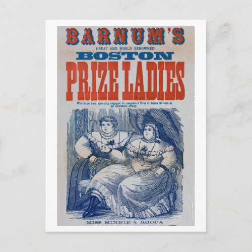 Vintage Barnum Circus Fat Ladies Side Show Freaks Postcard
