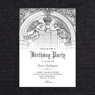 vintage baroque arch birthday invitation