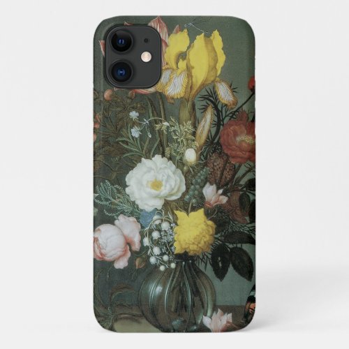 Vintage Baroque Bouquet of Flowers in Glass Vase iPhone 11 Case