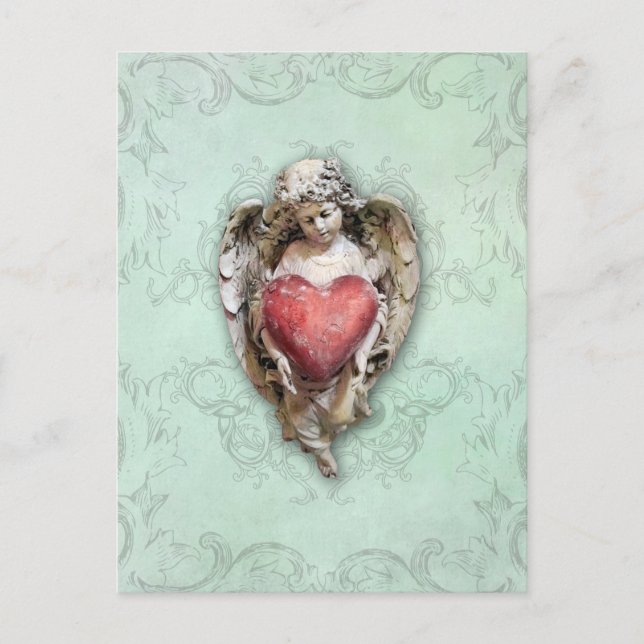 Vintage Baroque Cherub with Heart Postcard (Front)