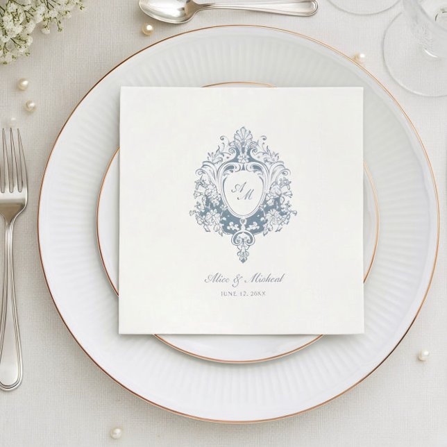 Vintage Baroque Crest | Chic Wedding Napkins (Creator Uploaded)