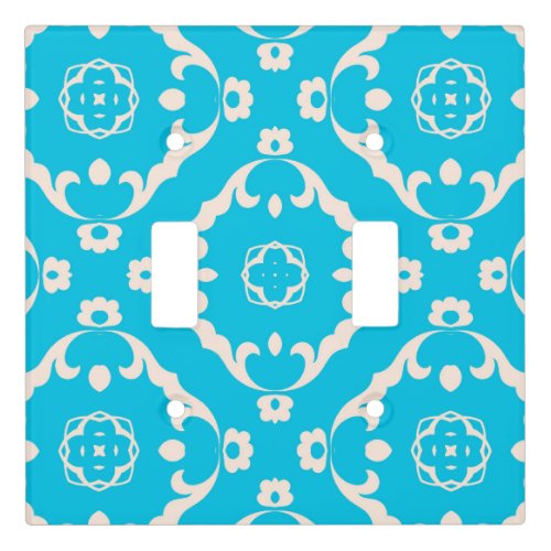 Vintage Baroque Cyan Blue and White Pattern Light Switch Cover