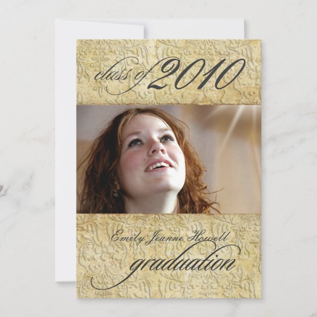 Vintage Baroque Damask Graduation Invitation (Front)