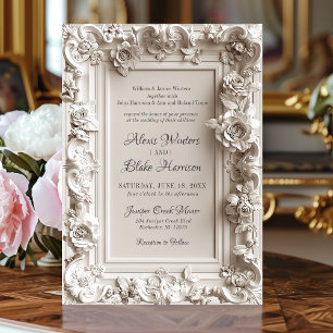 Vintage Baroque Elegant Floral Old Money Wedding Invitation