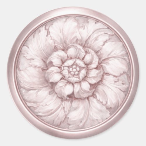 Vintage Baroque Embossed Look Pink 30 Classic Round Sticker