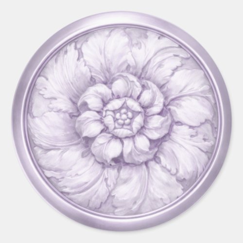 Vintage Baroque Embossed Look Purple 12 Classic Round Sticker