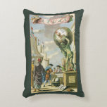 Vintage Baroque Era Atlas Frontispiece World Globe Accent Pillow