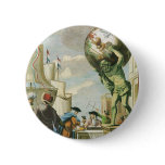 Vintage Baroque Era Atlas Frontispiece World Globe Button
