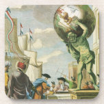 Vintage Baroque Era Atlas Frontispiece World Globe Coaster