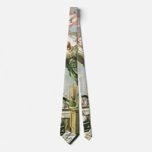 Vintage Baroque Era Atlas Frontispiece World Globe Neck Tie