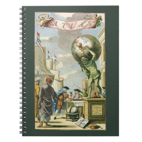 Vintage Baroque Era Atlas Frontispiece World Globe Notebook