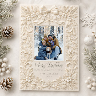 Vintage Baroque Family Photo Merry Christmas Card