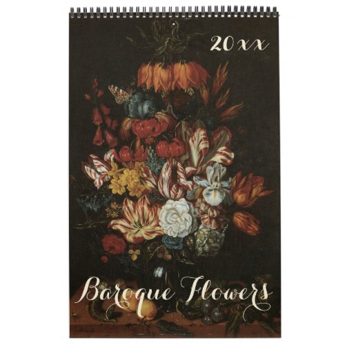 Vintage Baroque Fine Art Still Life Flowers Calendar