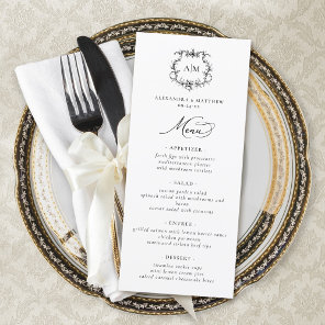 Vintage Baroque Floral Crest Victorian Wedding Menu