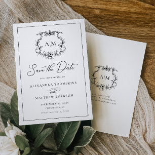 Vintage Baroque Floral Crest Victorian Wedding Save The Date