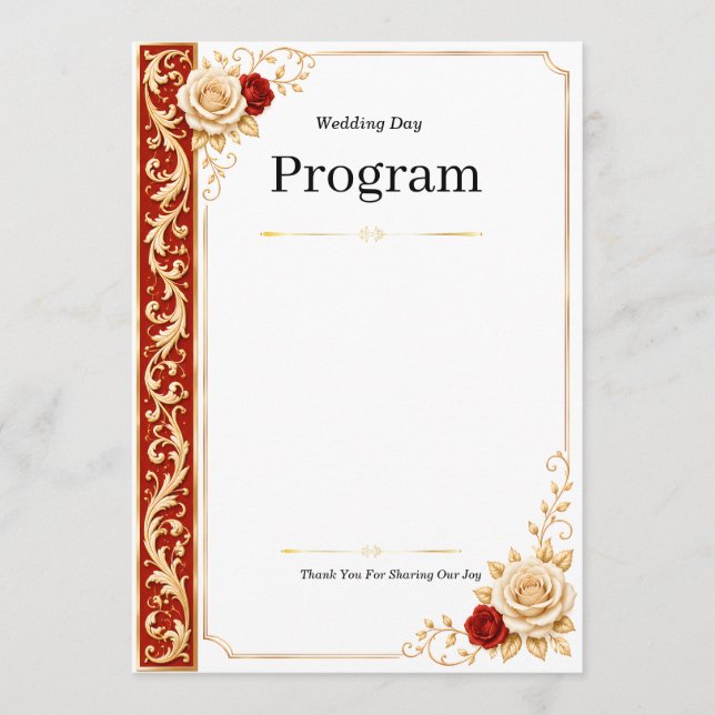 Vintage Baroque Floral Invitation & Program Border (Front)