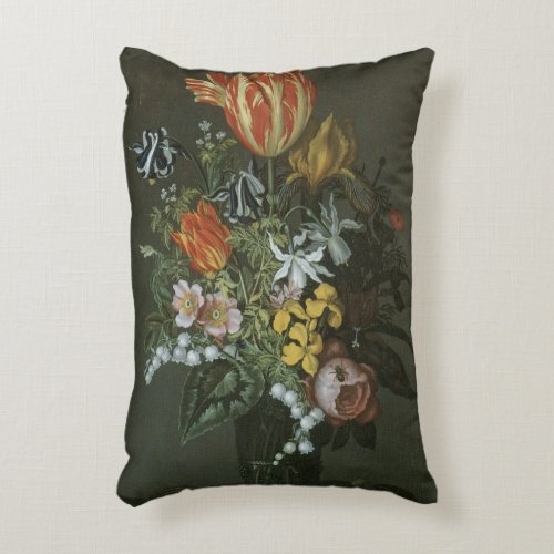 Vintage Baroque Floral Still Life Flowers in Vase Accent Pillow