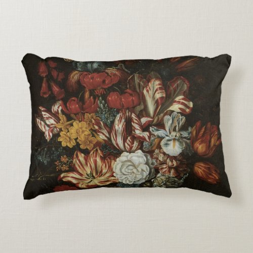 Vintage Baroque Floral Still Life Flowers in Vase Accent Pillow