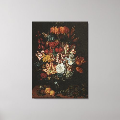 Vintage Baroque Floral Still Life Flowers in Vase Canvas Print