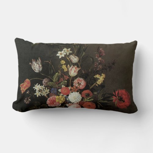 Vintage Baroque Floral Still Life Flowers in Vase Lumbar Pillow
