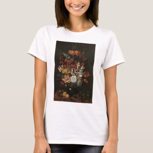 Vintage Baroque Floral Still Life Flowers in Vase T_Shirt