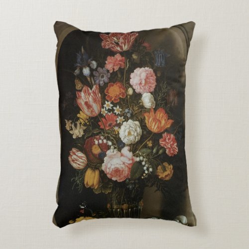 Vintage Baroque Flower Piece by Bosschaert Elder Accent Pillow