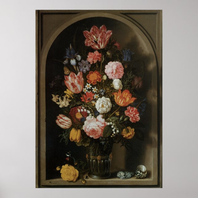 Vintage Baroque, Flower Piece by Bosschaert, Elder Poster (Front)