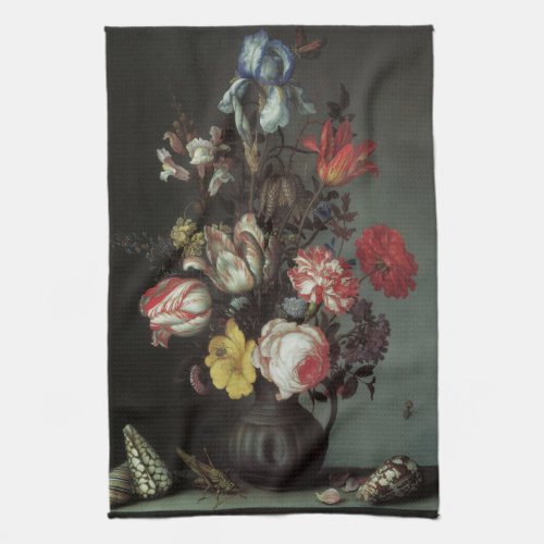 Vintage Baroque Flowers by Balthasar van der Ast Kitchen Towel