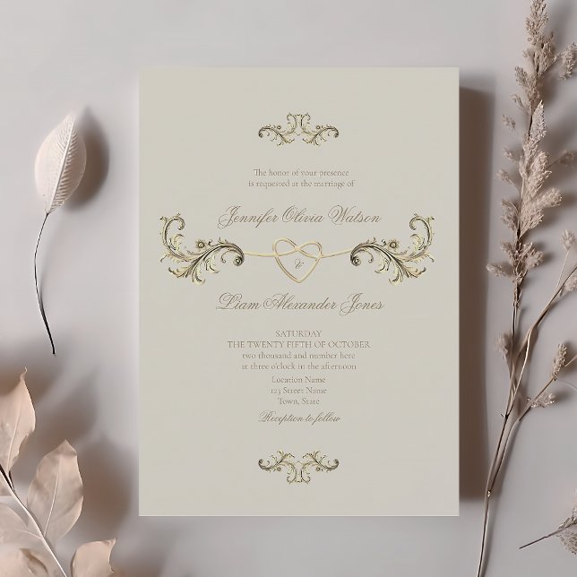Vintage Baroque Gold Romantic Wedding Invitation (Creator Uploaded)