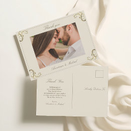 Vintage Baroque Gold Wedding Thank You Postcard