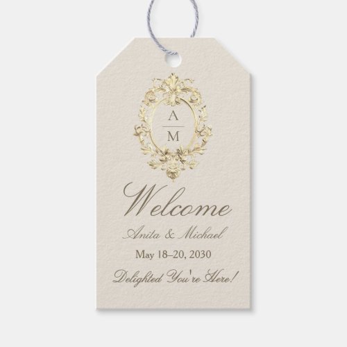 Vintage Baroque Gold Wedding Welcome Bag Tag