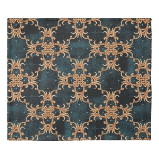 Vintage Baroque golden floral illustration pattern Duvet Cover