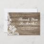 Vintage Baroque Lace On Rustic Barn Wood Thank You Announcement