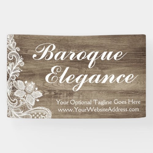 Vintage Baroque Lace On Rustic Elegant Barn Wood Banner