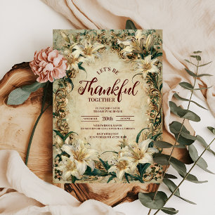 Vintage Baroque Lily Thanksgiving Dinner Invitation