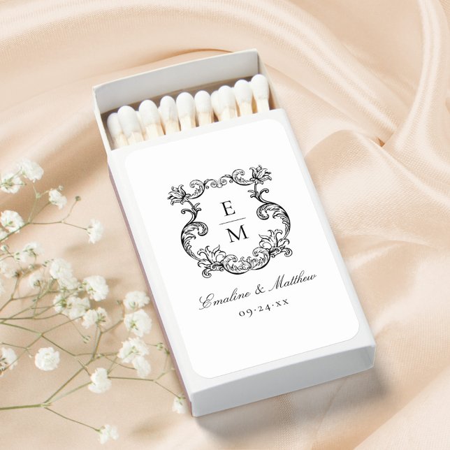 Vintage Baroque Monogram Crest Wedding Matchboxes (Creator Uploaded)