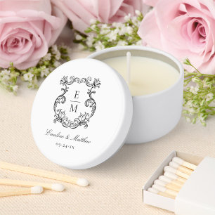 Vintage Baroque Monogram Crest Wedding Mini Candle Favors
