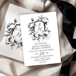 Vintage baroque monogram wedding invitation